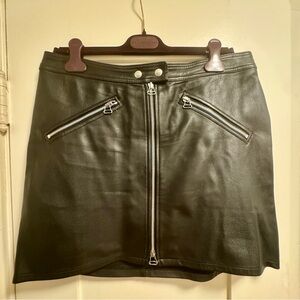 rag & bone Black Leather Mini Skirt with Silver Zippers